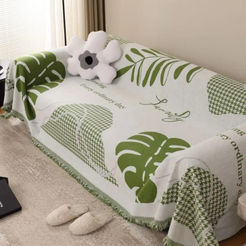 Large Leaf Sofa Cover Mat Throw Blanket Living Room Houndstooth Sofa Couple Position Modern Throw Camping Picnic Blanket
