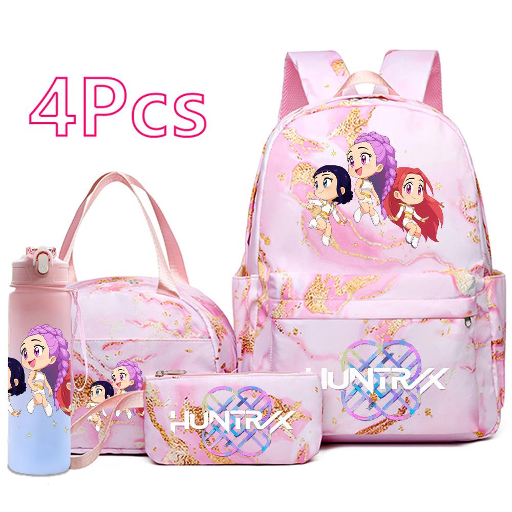 4 шт./компл. Рюкзак с принтом K-pop, сумка, пенал с бутылкой для воды 750 мл для подростка, мальчика, девочки, школьный рюкзак большой вместимости, сумка для книг, детский подарок, Mochila