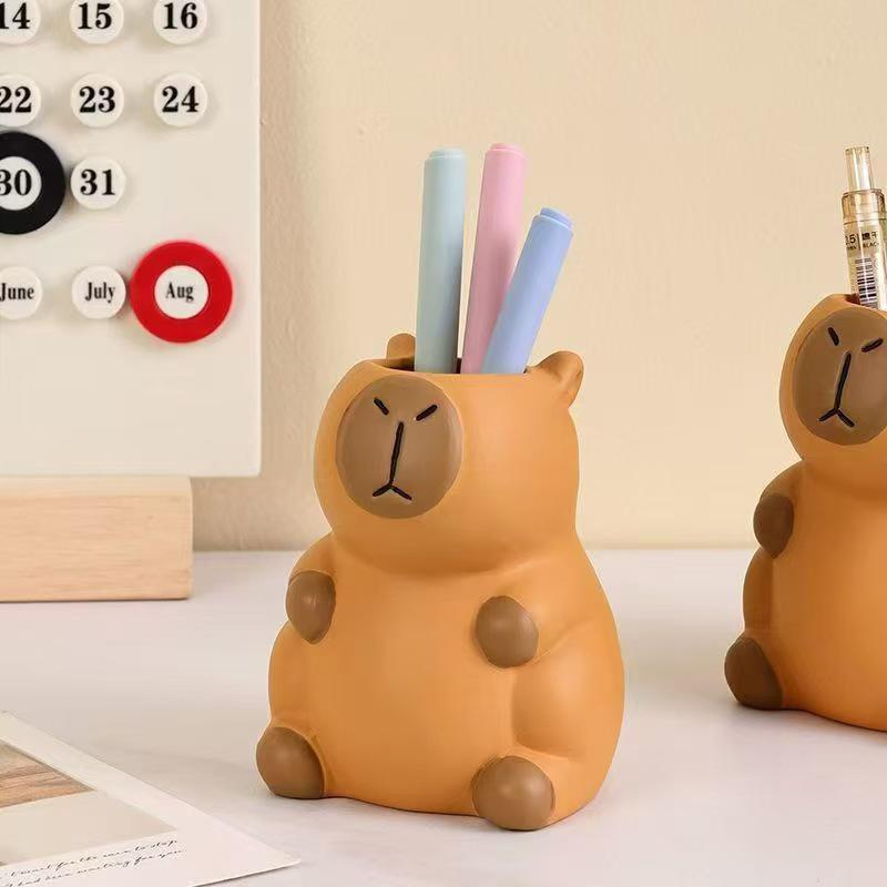 Cartoon Capybara Pen Holder Tabletop Storage Interesting Capybara Pencil Storage Box Multi-Functional Cosmetic Organizer