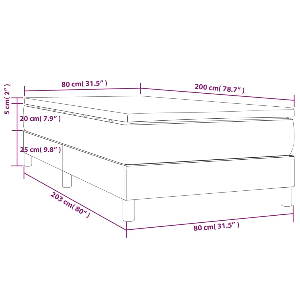Box Spring Bed with Mattress Cream 80x200 cm Fabric