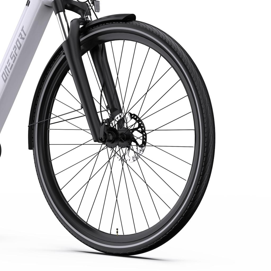 ONESPORT OT07 Electric Bike All-aluminum Alloy Frame 27.5 Inch Commuter Electric Bike BAFANG Mid Motor & 36V 250W 14Ah Battery-White
