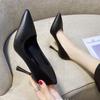 2024 мода весна и осень новые девушки хорошо с сексуальными одинарными туфлями с неглубоким ртом дамы высокие каблуки