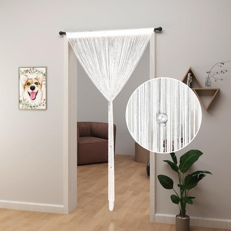 Шторы-нити, блестящие шторы с бахромой для окна 39 X 79 дюймов, разделительная полоса для двери, кисточка для свадьбы, гостиной, ванной, кофейни(шампанское)