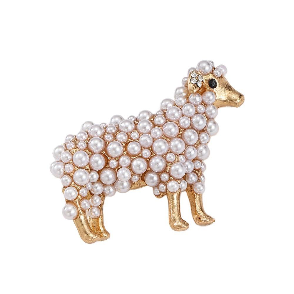 Pearl Decor Animal Pin Zinc Alloy Lamb Badge Exquisite Sheep Brooch Suit Accessory