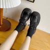 British Style Platform Heightening Small Leather Shoes Versatile Lace-up Leather Loafers