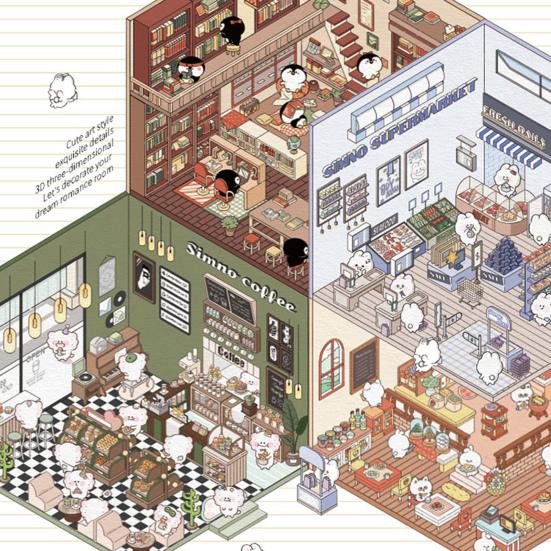 4 Sets DIY 3D House Stickers with Tweezer Make Your Own Mini