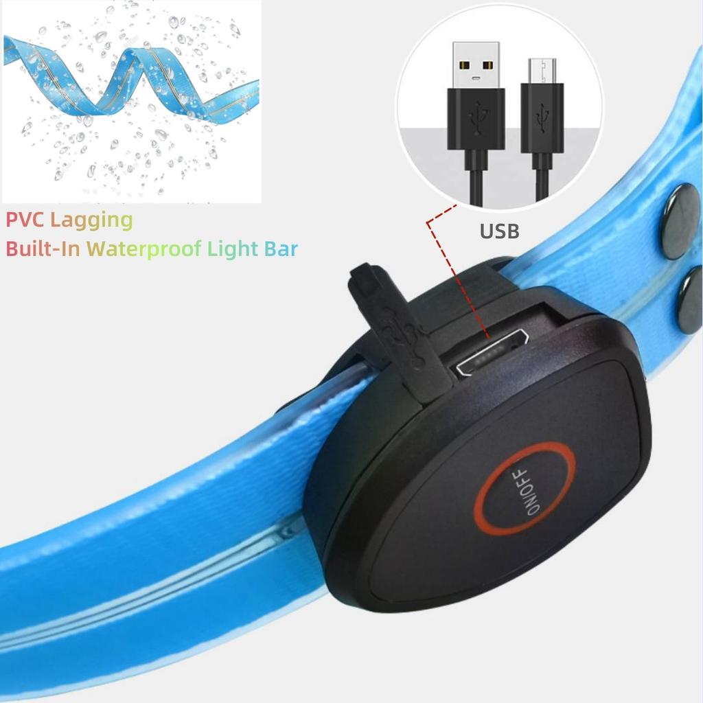 New Adjustable Led Glowing Pet Dog Collar PVC Waterproof Anti Dirty Easy To Clean for Big Small Dogs Puppy Cat Luminous Collar