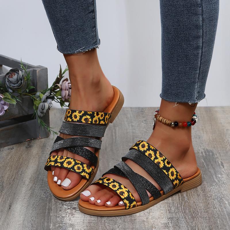 2024 НОВЫЕ летние женские босоножки на плоской подошве с открытым носком и леопардовым принтом, пляжные шлепанцы, фирменные дизайнерские сандалии и босоножки для женщин