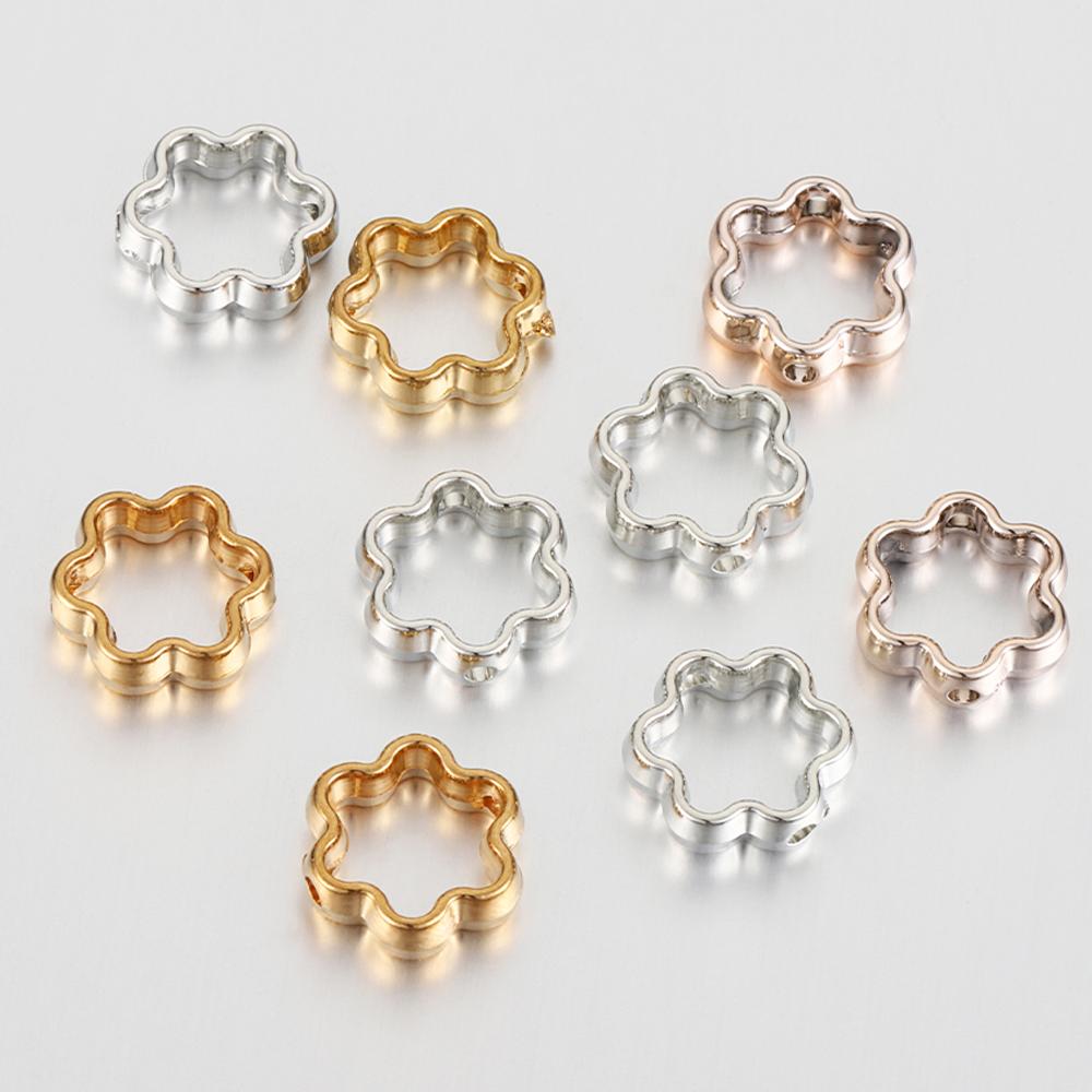 50pcs Two Hole CCB Flower Frame Spacer Beads DIY Necklace Bracelet Earrings Connectors Pendants Jewelry Accessories