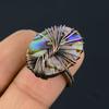 Tree Of Life Abalone Shell Gemstone Copper Wire Wrapped Handmade Jewelry Ring For Wedding Gift