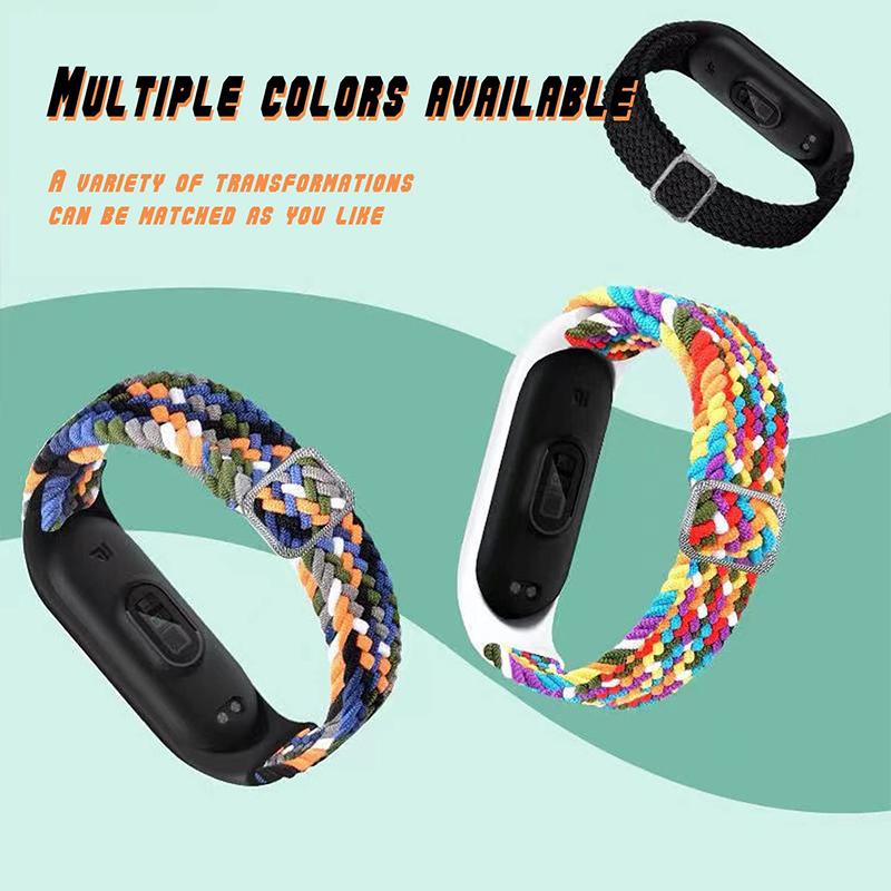 Ремешок для Xiaomi Mi Band 8 Эластичный Плетеный Нейлон Регулируемый Сменный Ремешок для Часов Correa Браслет для Mi band 8 7 6 5 4 3 Ремешок