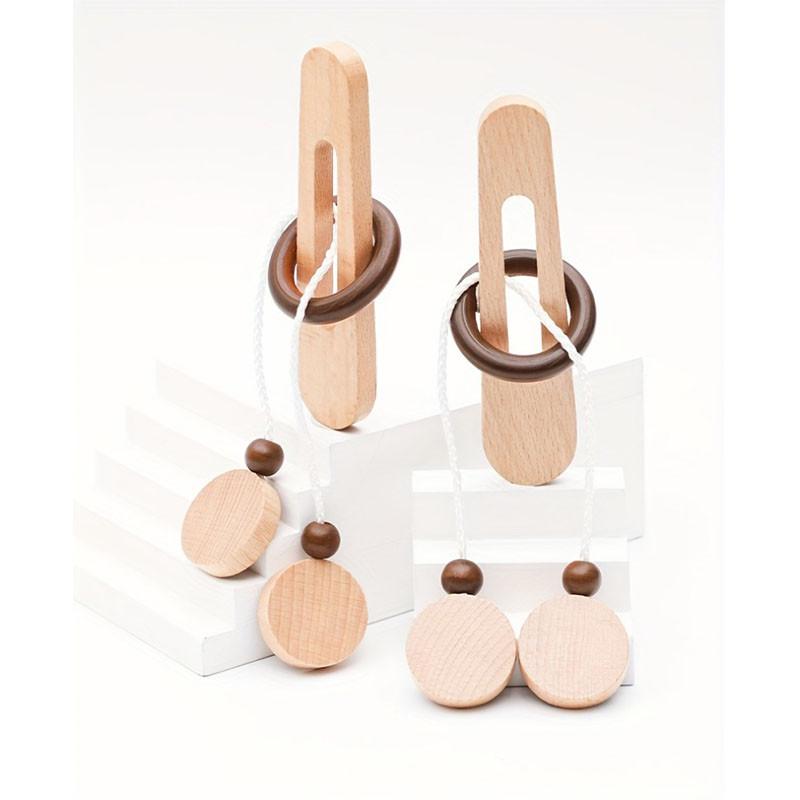 Игра-открывалка из деревянных колец, классическая головоломка Magic Ring Escape, интеллектуальная игрушка Kongming Lock Luban Lock