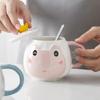 Creative and Personalized Ceramic Cup with Lid Mug Souvenir Cartoon Water Cup High Looking Household Cup with Spoon