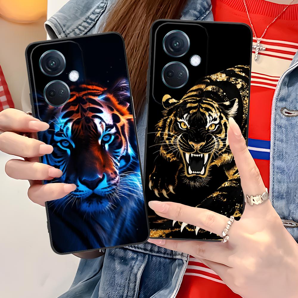 Неоновый чехол-бампер 'Тигр' для мобильного телефона OPPO Reno 14 13 12 11 10 9 8 7 6 5 F T Pro 5G, цветной, защитный, красивый, роскошный