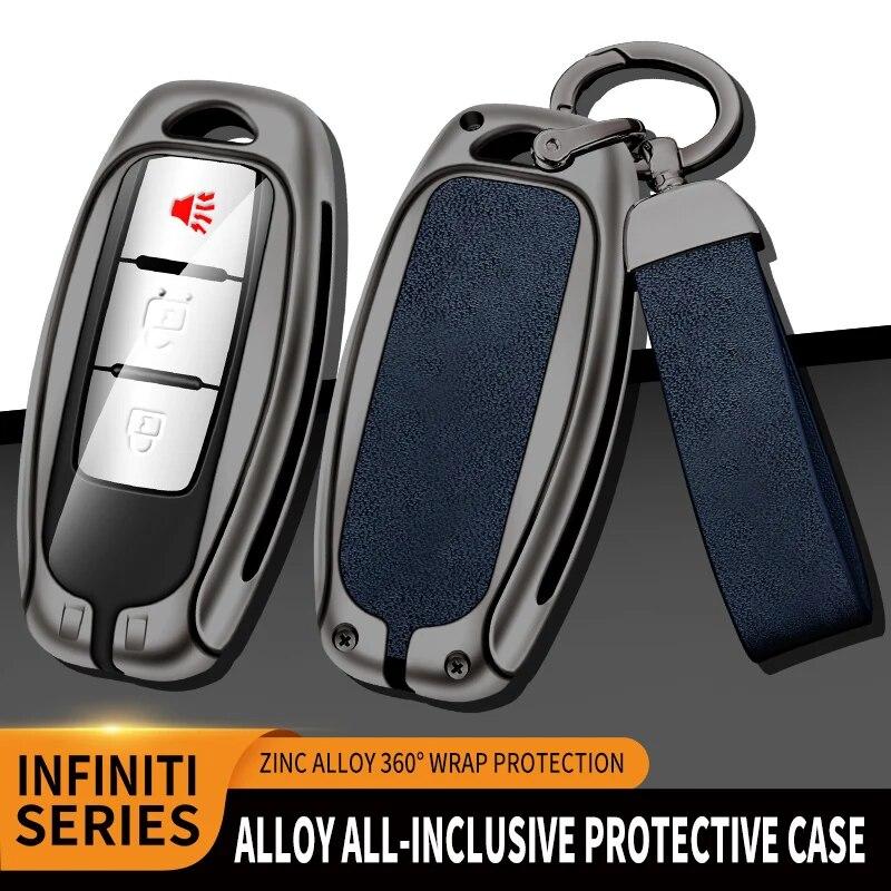 Leather Metal Key Case Cover Shell for Infiniti Q50 Q60 Q70 QX50 QX60 QX70 G25 EX FX JX35 FX25 FX35 EX35 FX37 JX35 Auto Parts
