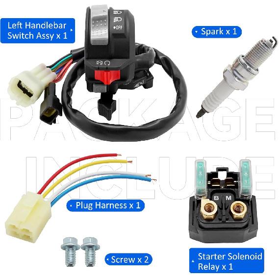 M MATI Выключатель старт-стоп и реле соленоида стартера и разъем и свеча зажигания для Yamaha YFM Big Bear 250/400 Grizzly 350/400/660 Kodiak 400/450 Wolverine 350/450