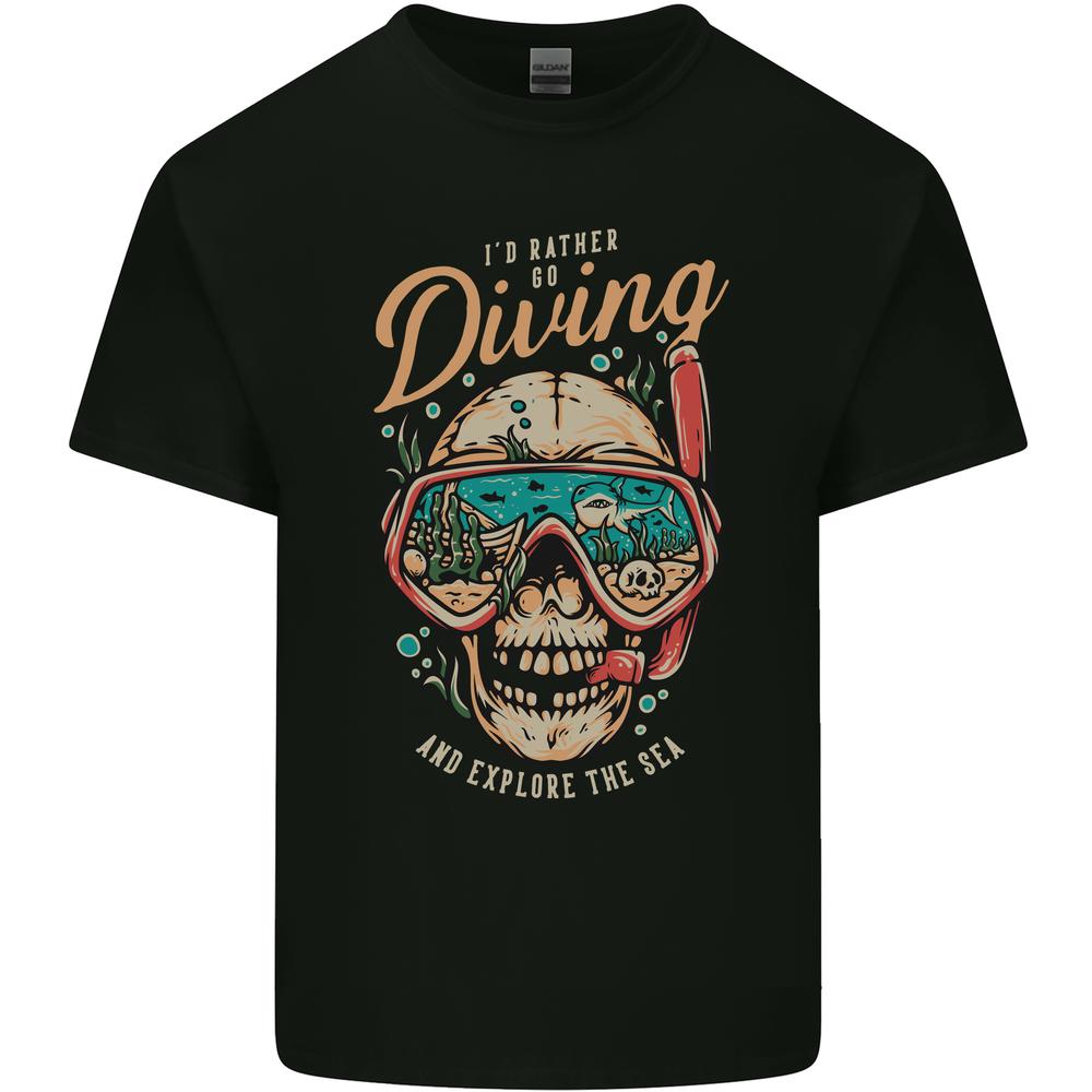 Id Rather Go Diving Scuba Diver Skull Kids T-shirt Boys Girls