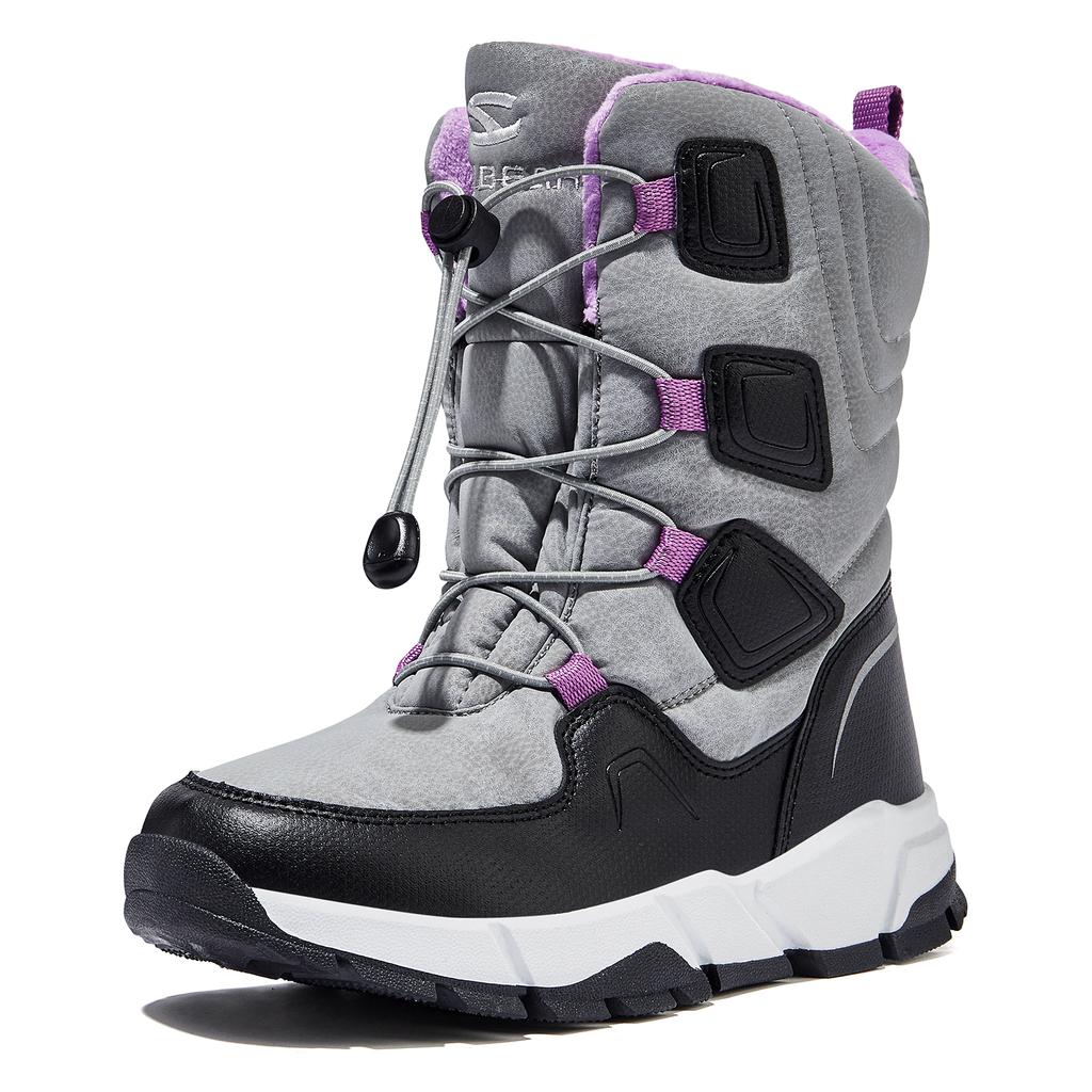 HOBIBEAR Детские зимние ботинки для снега для мальчиков и девочек, полусапоги, водонепроницаемая обувь, теплая подкладка из искусственного меха, утепленные, на резинке, зимние ботинки