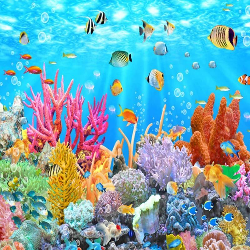 3D Mural Wall Paper Coral Fishes Background Wall Mural 3D Room Wallpaper Landscape For Kids' Room Murals