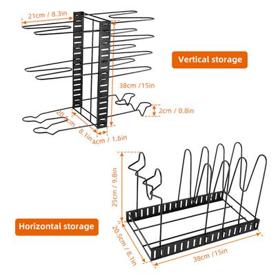 8-уровневая полка для кастрюль и сковородок-органайзер для кастрюль с 3 методами DIY Металлическая стойка для кухонного шкафа