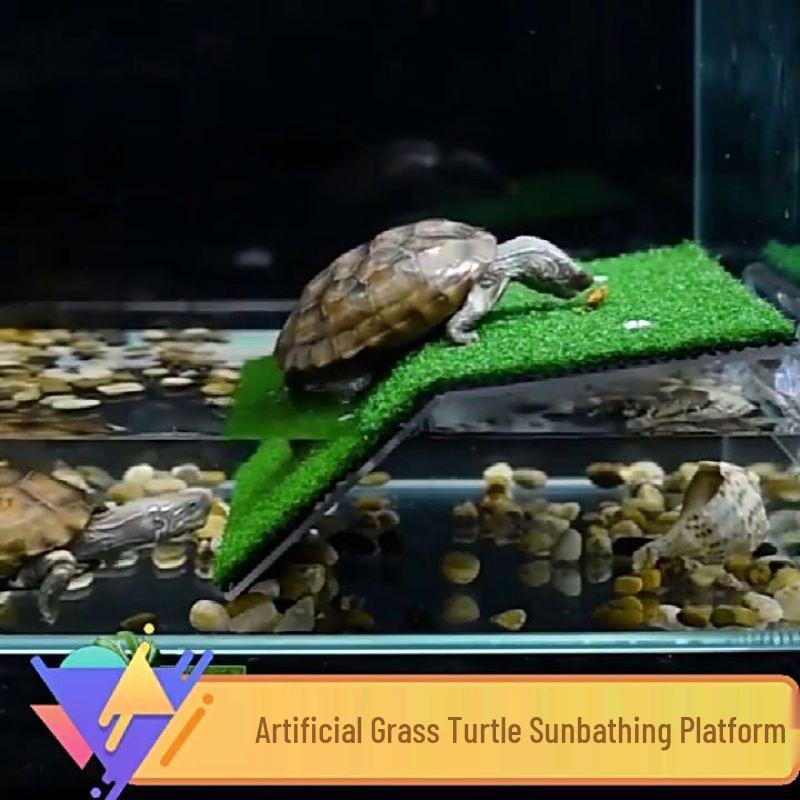 Acrylic Turtle Climbing & Sunbathing Platform with Feeding Trough - Small Size Floating Island for Tanks