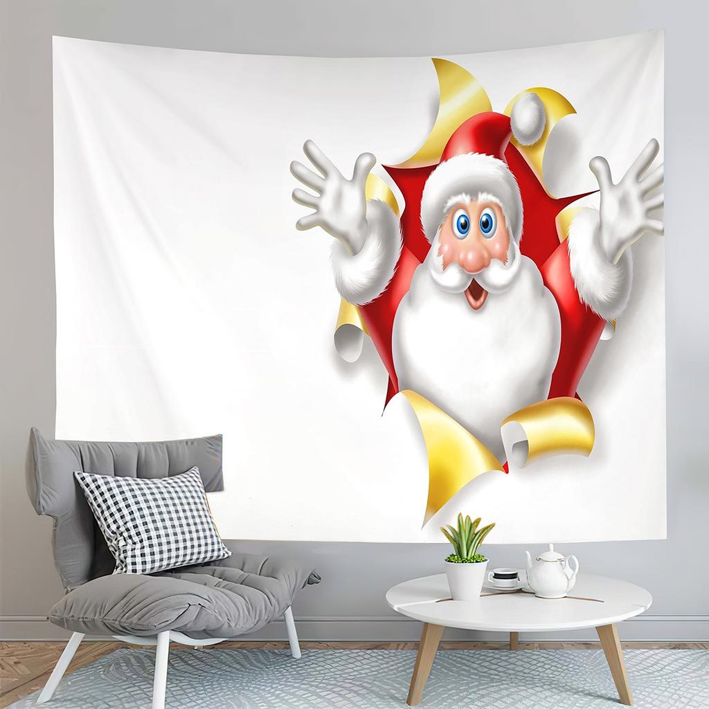 С Рождеством Санта-Клаус печатный узор гобелен для дома, гостиной, спальни, настенное украшение, настенный гобелен