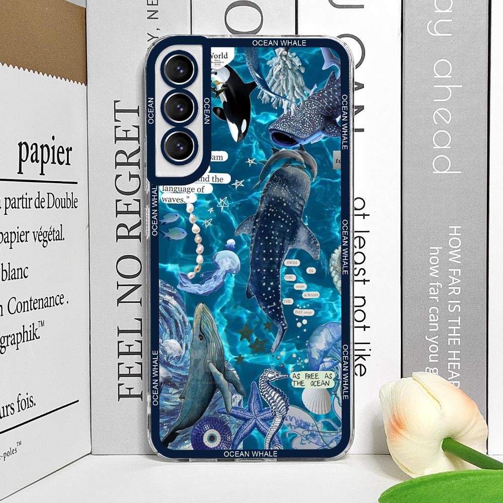 Чехол для телефона 'Плавающий китовый акула в океане' для Samsung Galaxy S25 S24 S21 FE S22 Plus S23 Ultra 5G Мягкие прозрачные чехлы Эстетичные Fundas