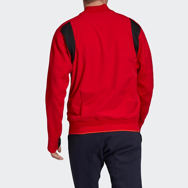 Adidas Colorblock Logo Letter Patch Casual Sports Jacket Men Outerwear Light-Crimson FI4681
