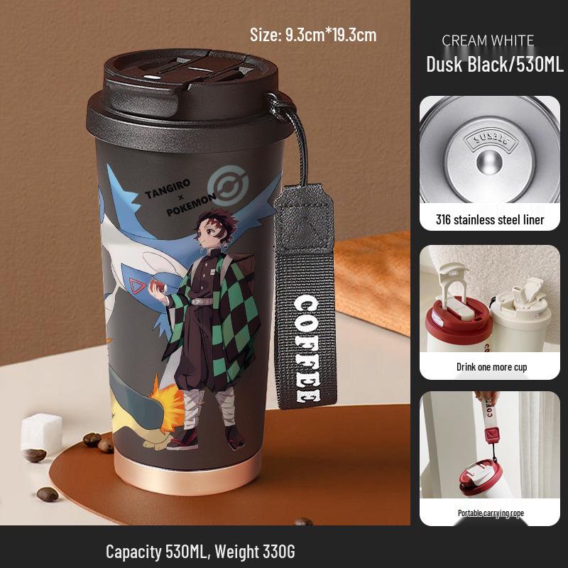 Кружка-термос с трубочкой из нержавеющей стали «Клинок, рассекающий демонов» Агацума Зеницу