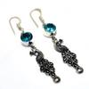 Swissblue Topaz Gemstone 925 Silver Plated Handmade Jewelry Earring 1.13"