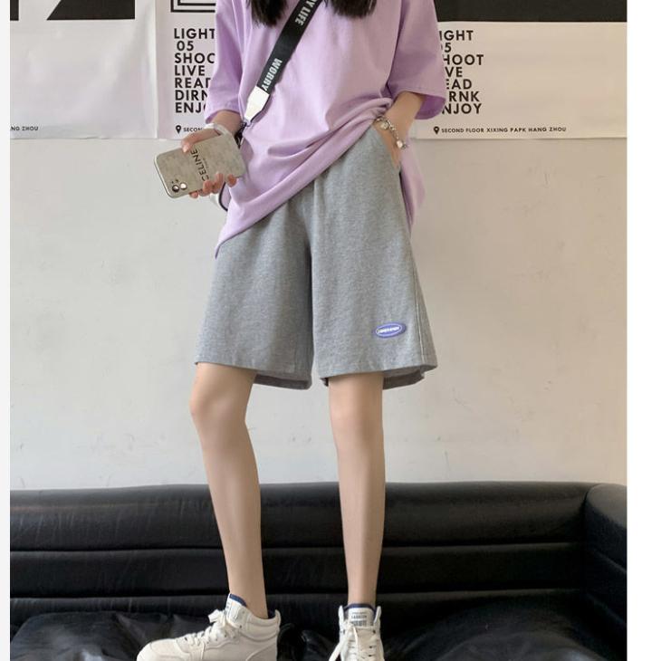 Женские спортивные шорты, летние черные свободные прямые повседневные брюки в корейском стиле с пятью точками