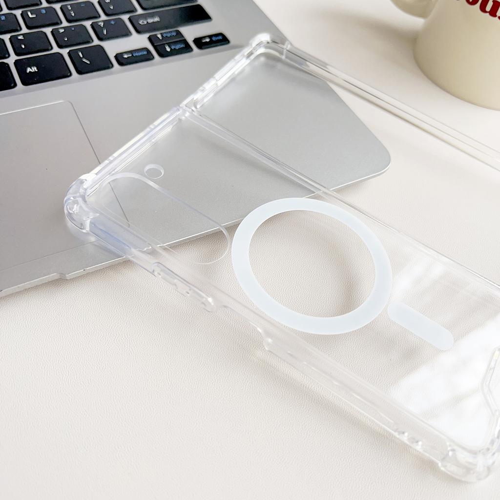 For Samsung Galaxy Z Fold6 5G Clear Case Acrylic Back Phone Cover Compatible with MagSafe
