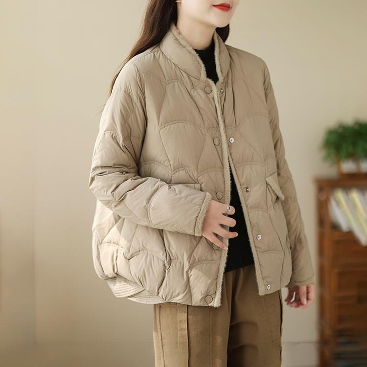 Короткая куртка-пуховик зимняя женская одежда белое пальто на утином пуху