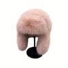 Women's Winter Lei Feng Hat with Faux Fox Fur Ear Protection - Warm, Thick, and Windproof