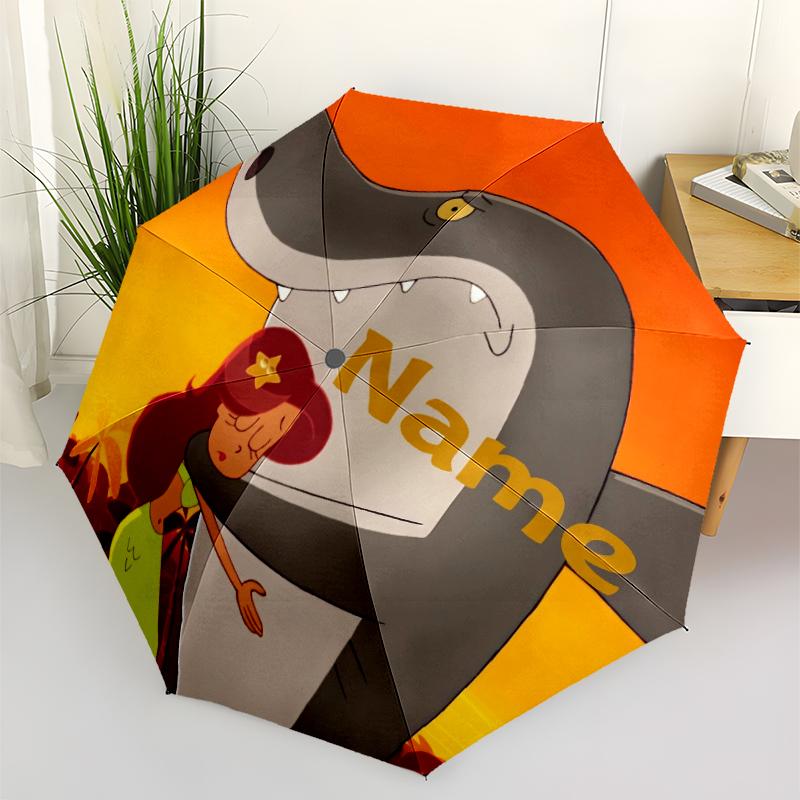 Custom Name Zig & Sharko Theme Automatic Umbrella, Lightweight & Portable, 8 Rib, Perfect for Outdoor Travel, Birthdays, Christmas, Gifts.
