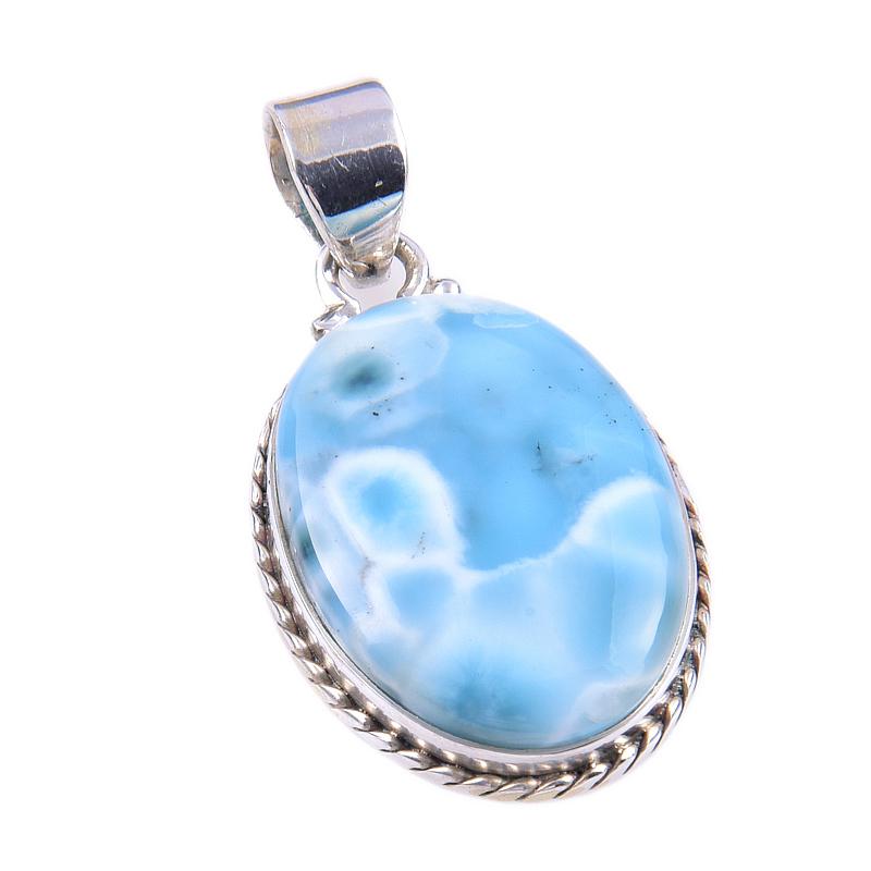 Natural Republic Larimar Gemstone 925 Solid Sterling Silver Pendant 1.50'' H3n31