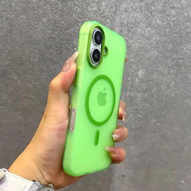 Матовый Леденец Магнитный Беспроводная Зарядка Прозрачный Чехол для iPhone 16 15 14 Plus 13 12 Pro Max для Magsafe Ударопрочная Твердая Накладка