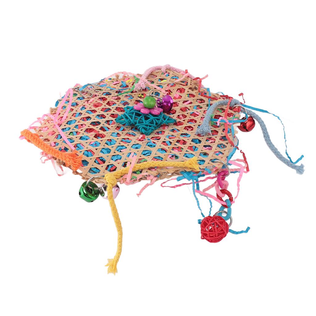 Parrot Chew Toy Bamboo Cage Hanging Toys Bird Shredding Foraging Toys for Finches Lovebirds Conures