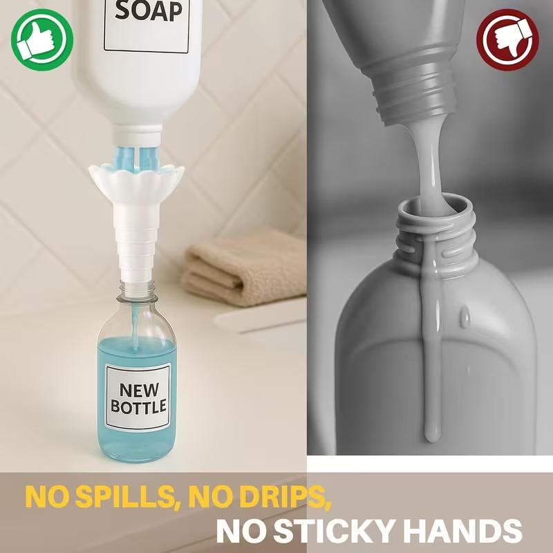 1/2pcs Universal Bottle Emptying Kit Reusable Liquid Transfer Connector No Waste Funnel Adapter Compatible With Soap