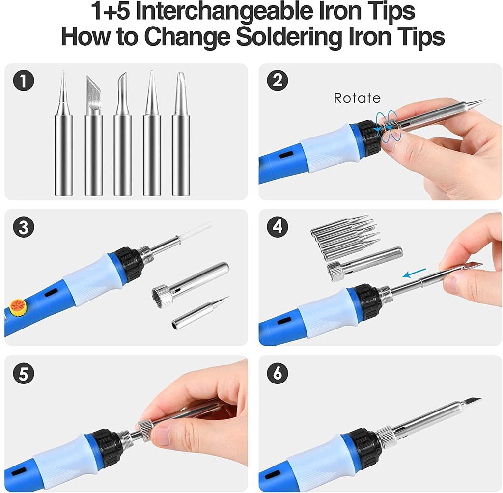 Soldering Iron 60w Kit Adjustable Electric Solder Sation Iron Kits Multifunctional Pyrography