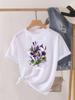 Butterfly Flower Sweet Trend Short Sleeve Print Fashion Graphic Tshirt Women Top Lady Female Shirt Tee Oneck Clothing Clothes