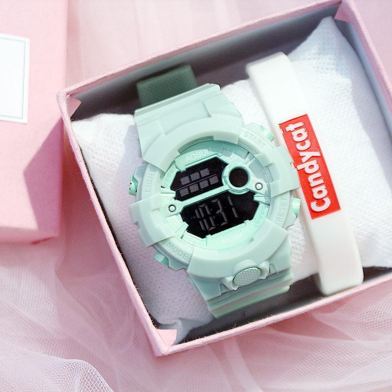 2019 Мужские Модные Водонепроницаемые Спортивные Электронные Часы в Стиле Харадзюку Цвета Матча