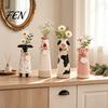 Warm Home Atmosphere Decor Resin Cute Animal Vase, Farmhouse Decorative Flower Holder for Artistic Table Decoration Office Decor Pig/Cow/Sheep/Chicken