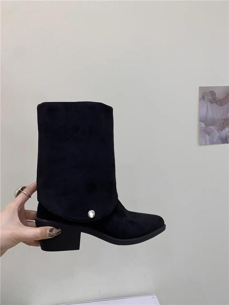 Western Two Wear Cowboy Boots Children Pile Boots 2025 New Autumn Pointed Boots Medium Thick Heel Knight Boots