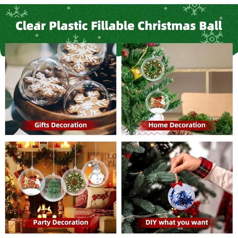 1/20PCS Transparent Fillable Christmas Balls DIY Xmas Tree Hanging Pendants Plastic Hollow Ball New Year Party Ornament Gift Box