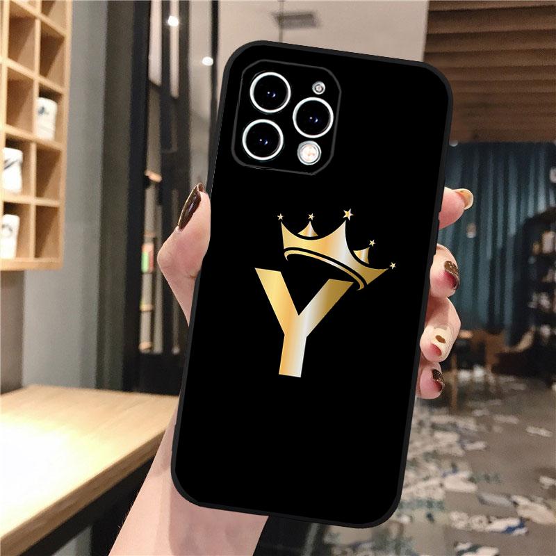 Чехол для телефона с золотой короной и буквами для iphone 15 14 Pro Max 13 12 11 Pro Max XSMax XR 12 13 mini 14 Plus Shell