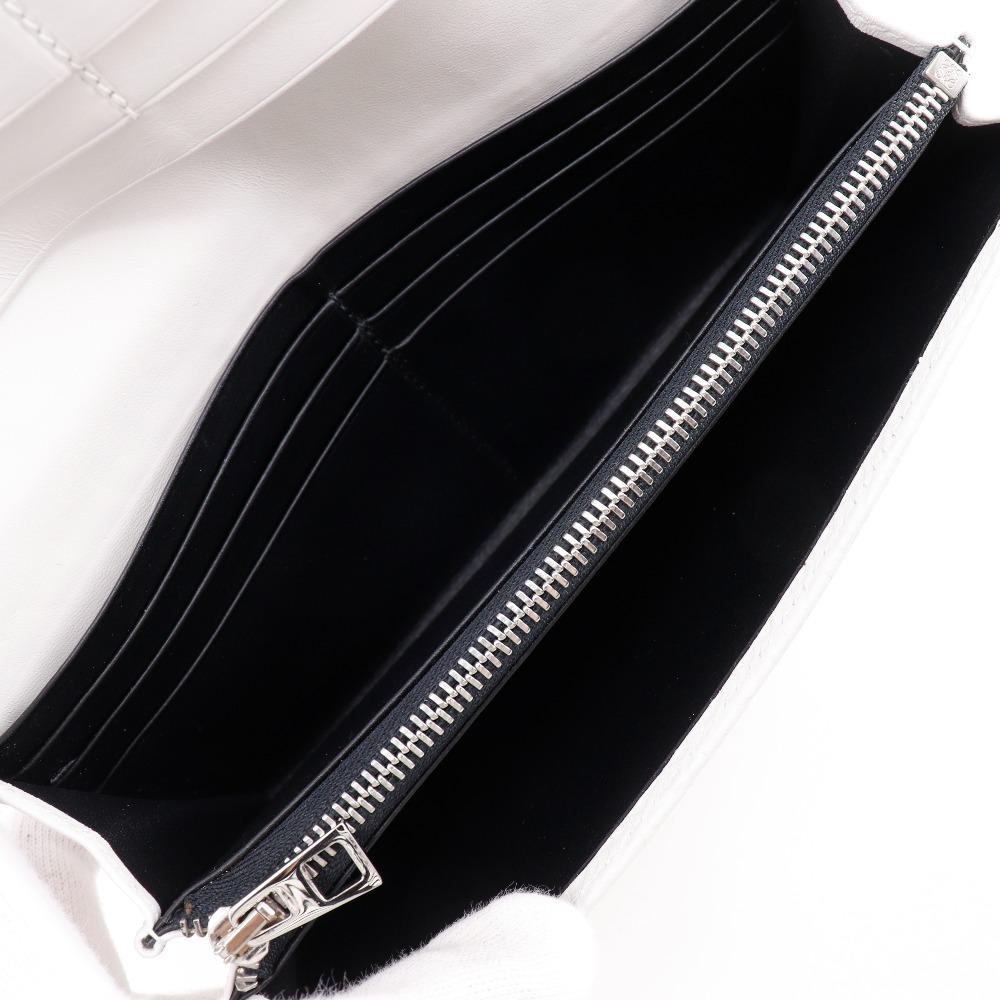Loewe Repeat Anagram Purse White Leather Unisex Used