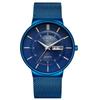 LIGE Mens Quartz Watch Dual Calendar Three-Hand Movement Ultra-Thin Waterproof Mesh Band Wristwatch Day Date Silver
