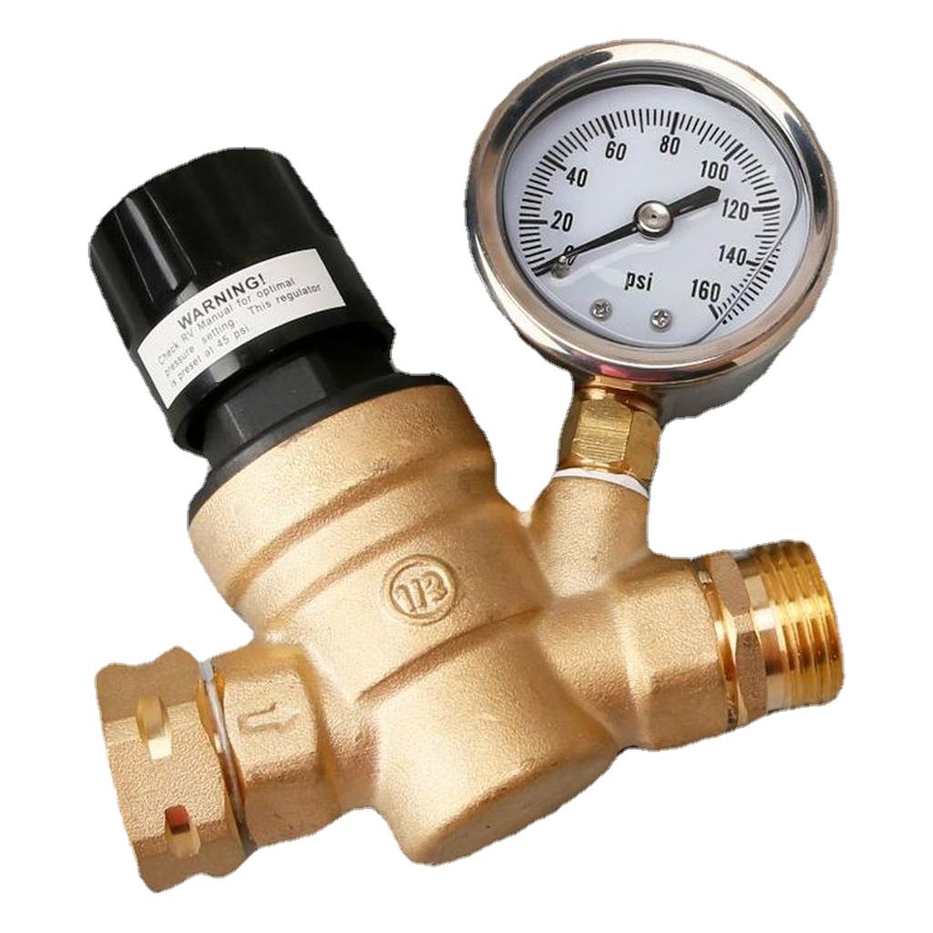 Регулятор давления воды 34 дюйма NH резьба латунный редукционный клапан с манометром для автофургона