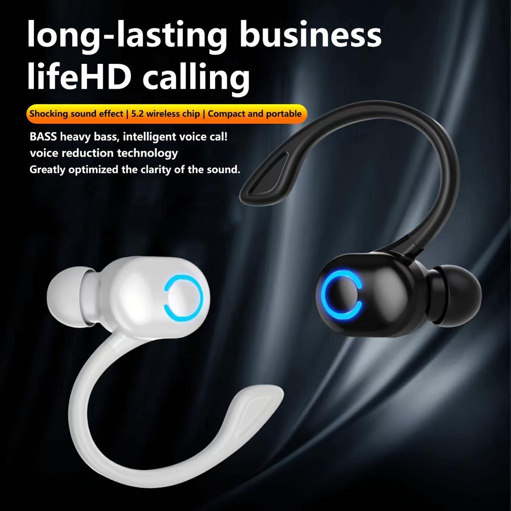 Новая 1шт Bluetooth-гарнитура с заушным креплением, микрофоном, шумоподавлением, аккумулятором, регулятором громкости, для бизнеса, идеально подходит для iPhone, SamSung, Android